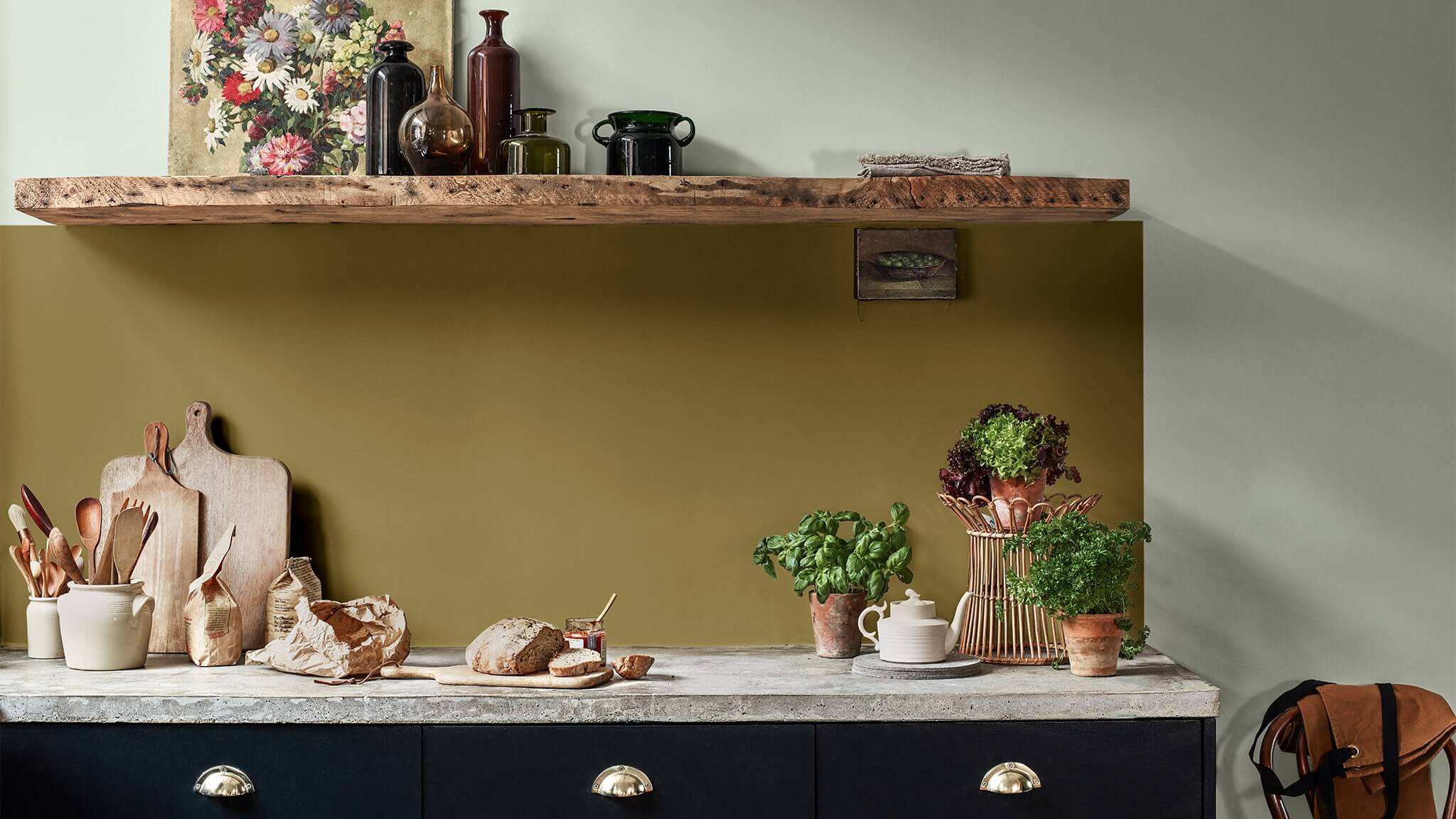Cocina creativa en verde oliva y Tranquil Dawn CF20_Creative_Kitchen