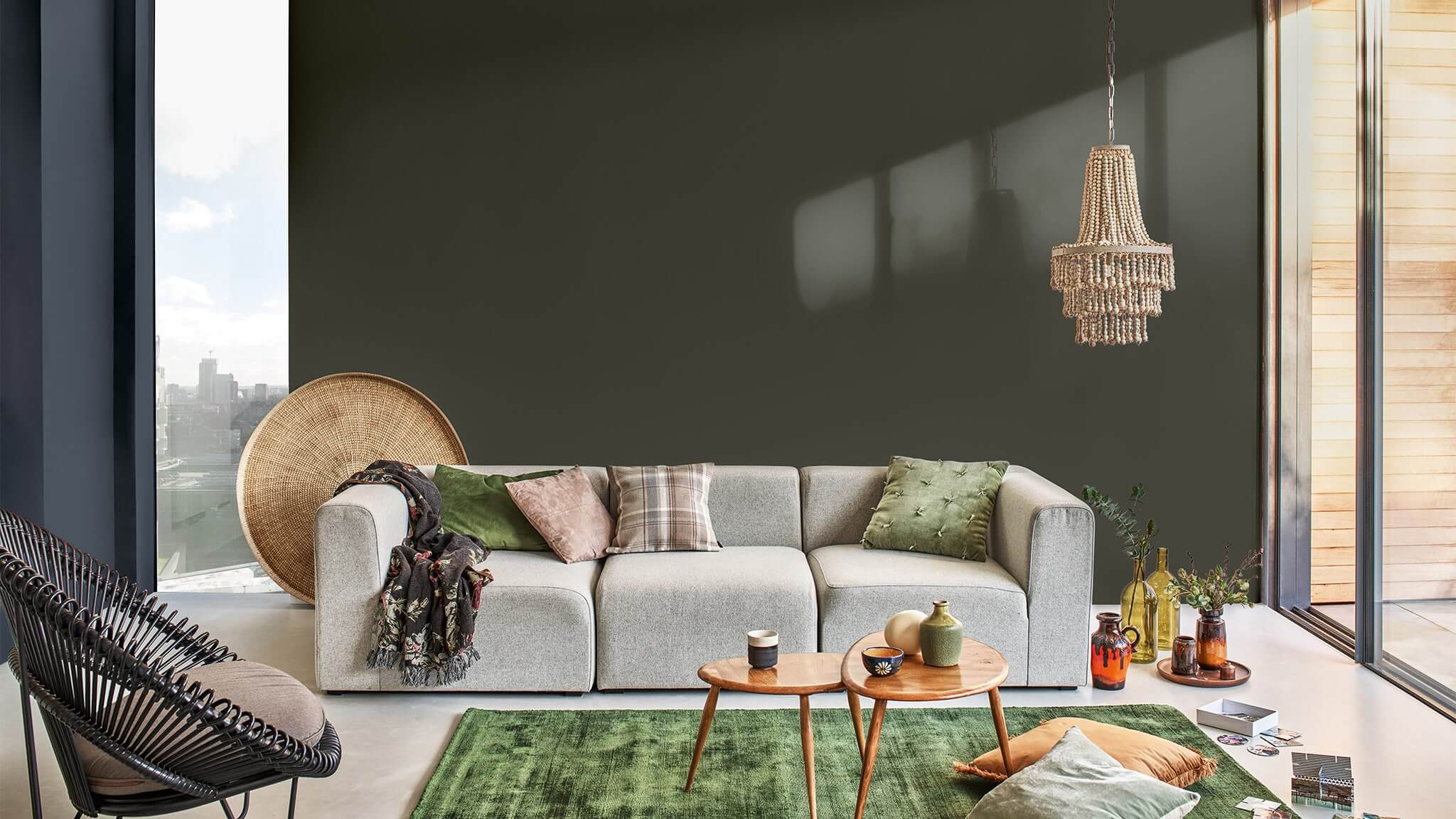 Sala de estar otoñal en verde oscuro cf20_autumn_living_room