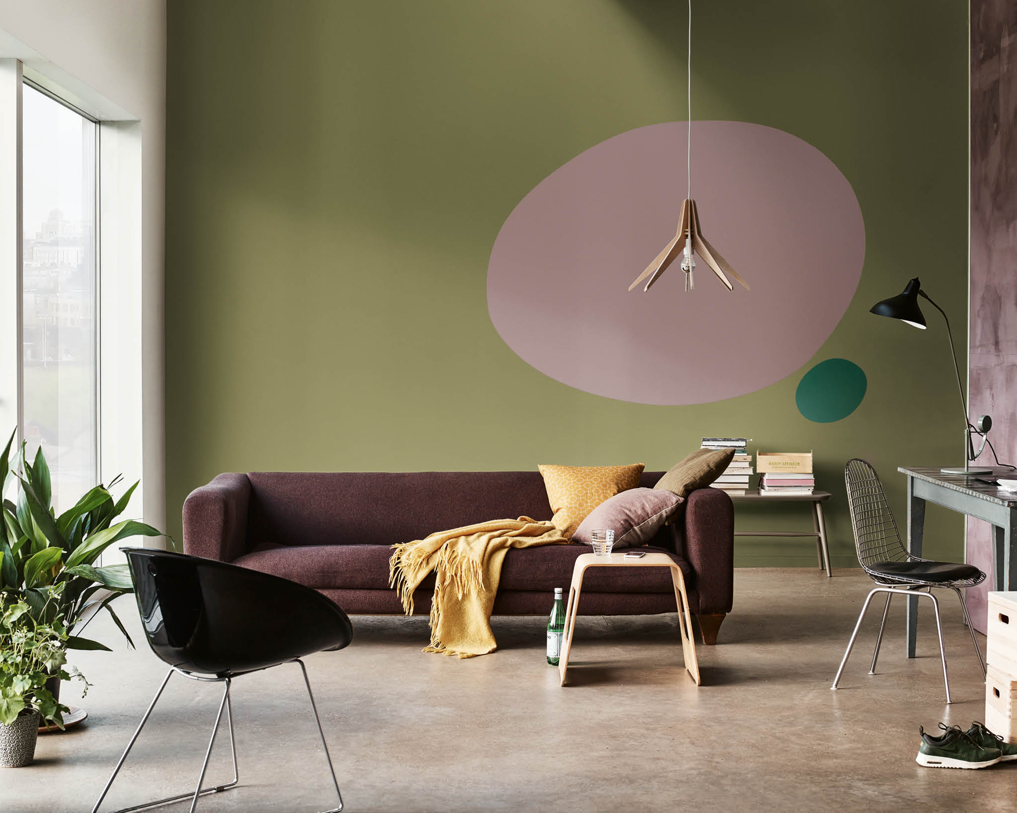 Sala de estar verde con óvalo Sala de estar verde con óvalo