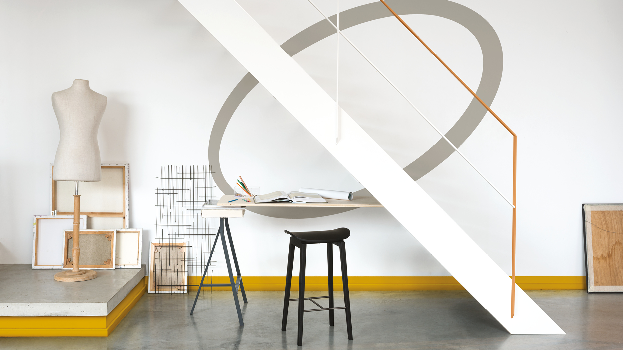 Espacio de trabajo oval Define tu espacio de trabajo con colores en diseños dinámicos.